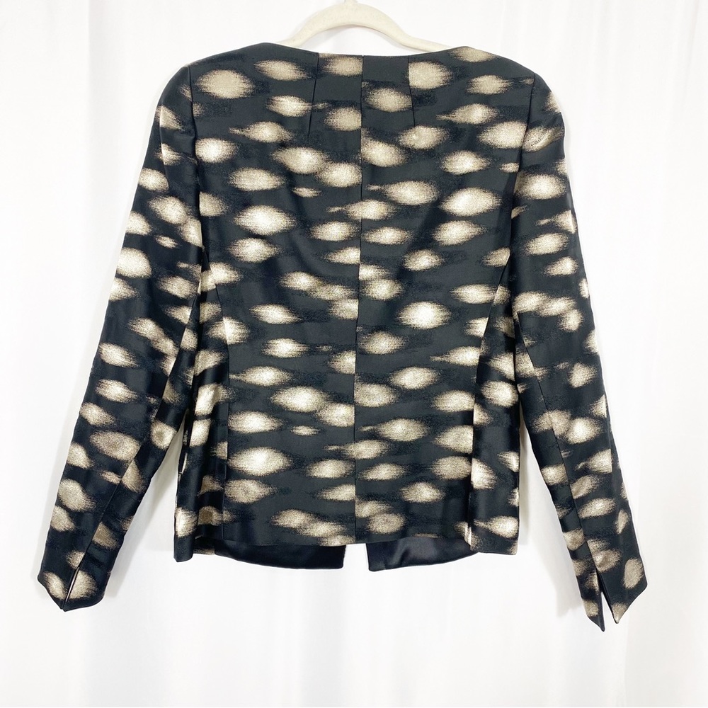 AKRIS Cotton Blend Full Zip Blazer Jacket Metallic Printed Luxury Art To Wear - Picture 3 of 9